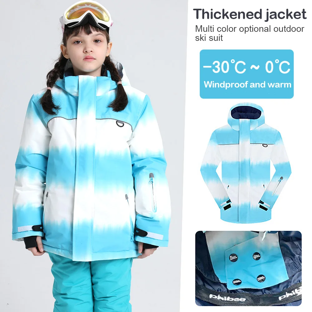 Snowboarding Suits for Kids Waterproof Jacket Children's Hooded Windproof Warm Skiing Wear Girls Sports Clothes for Winter