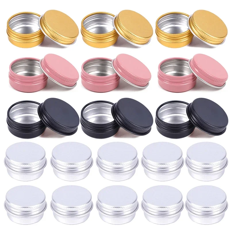 10Pc 5g Candle Jars with Lid Empty Silver Aluminum Tins Cans Screw Top Face Cream Lip Balm Cosmetic Container Travel Accessories