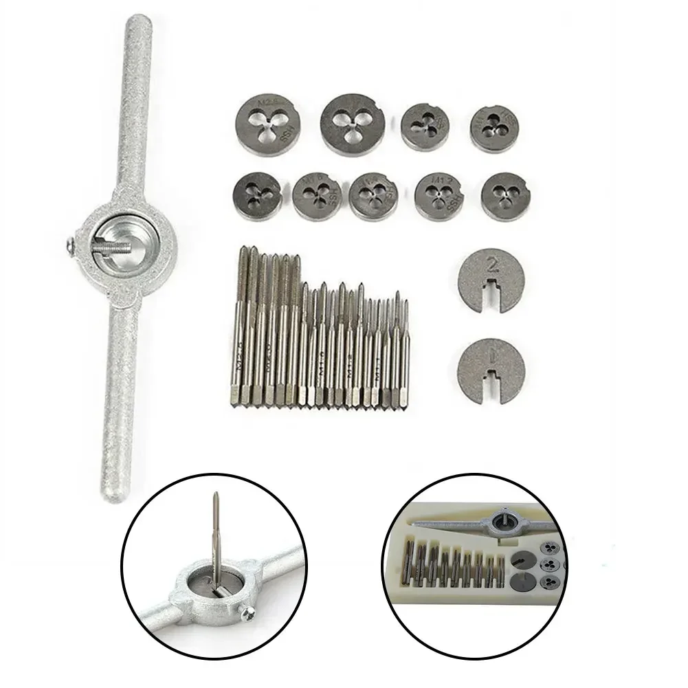 

31Pcs M1-M2.5 HSS Metric Tap And Die Set Screw Thread Plugs Taps Tapping Tools Taps Wrench Handle Tap And Die Tool Sets