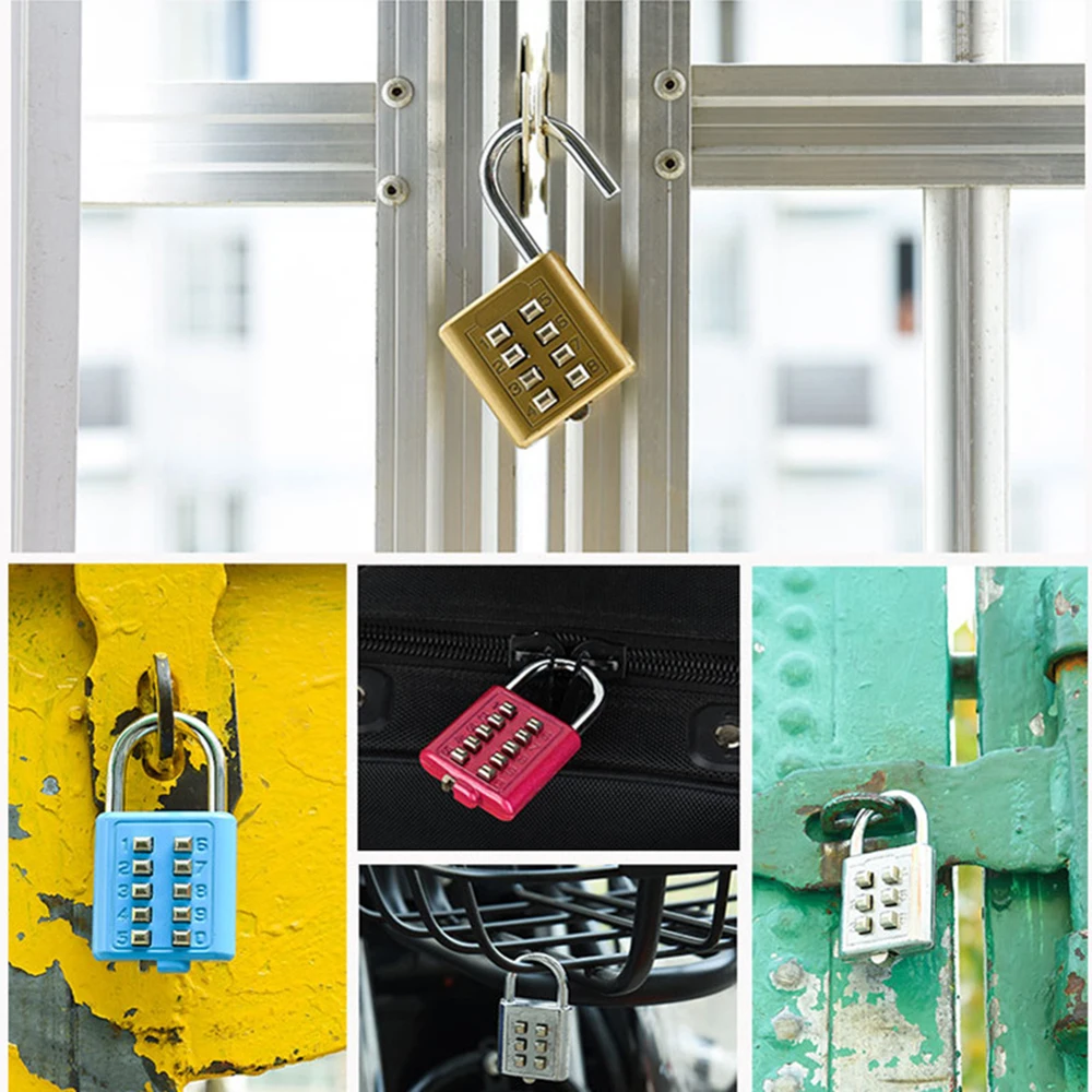 10 Digit Push Button Password Lock Chrome Plated Anti-theft Combination Padlock Push Password Locking Mechanism for Locker