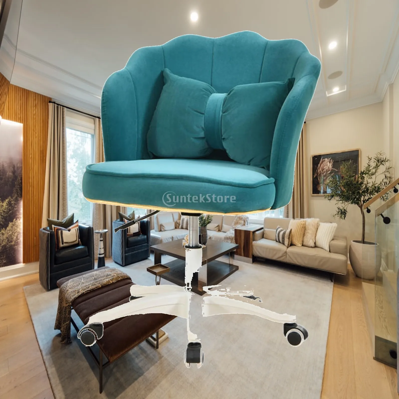 Swivel Office Chair with Wheels Adjustable Comfortable 360 Degree Swivel Chair for Office Vanity Furniture Apartment Living Room