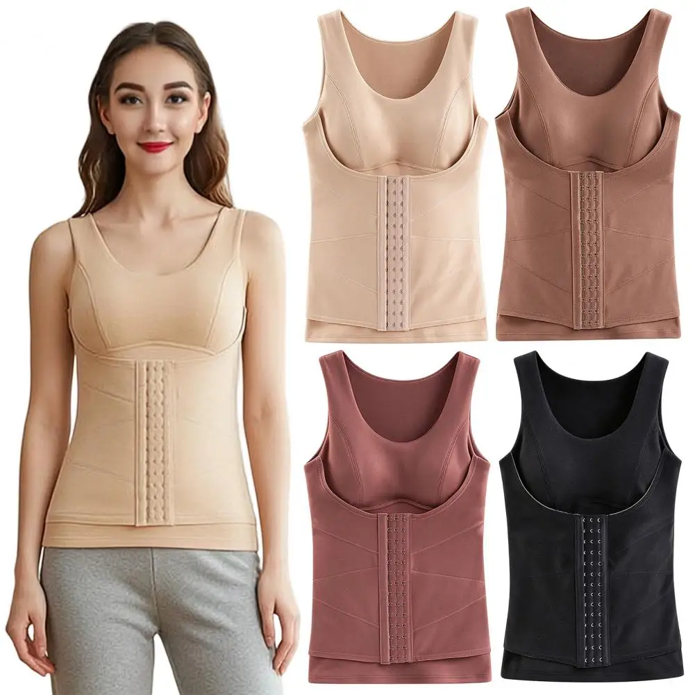 Winter Heating German Velvet Warm Vest Winter Women Large Sized Thermal Underwear With Chest Pad Slimming Buttoned To In The