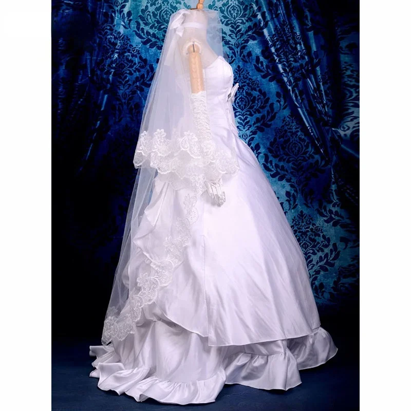 New Fashion Fate Stay Night Saber Wedding Dress Version Cosplay Costume Customize for adults and kids