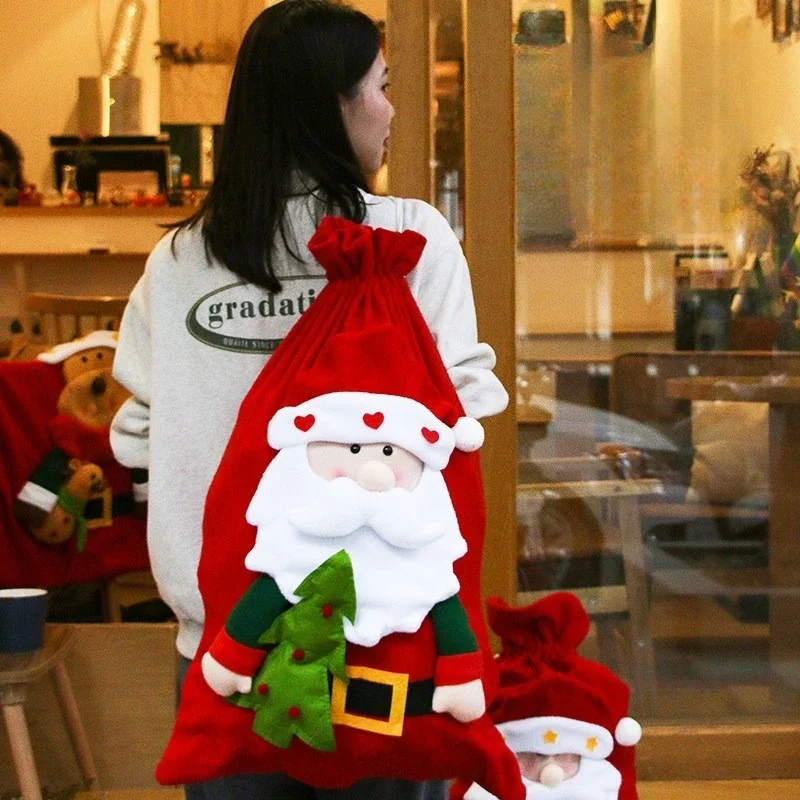 Christmas Gift Bag Gift Large Cloth Christmas Santa Claus Back Cloth Decorative Supplies Socks