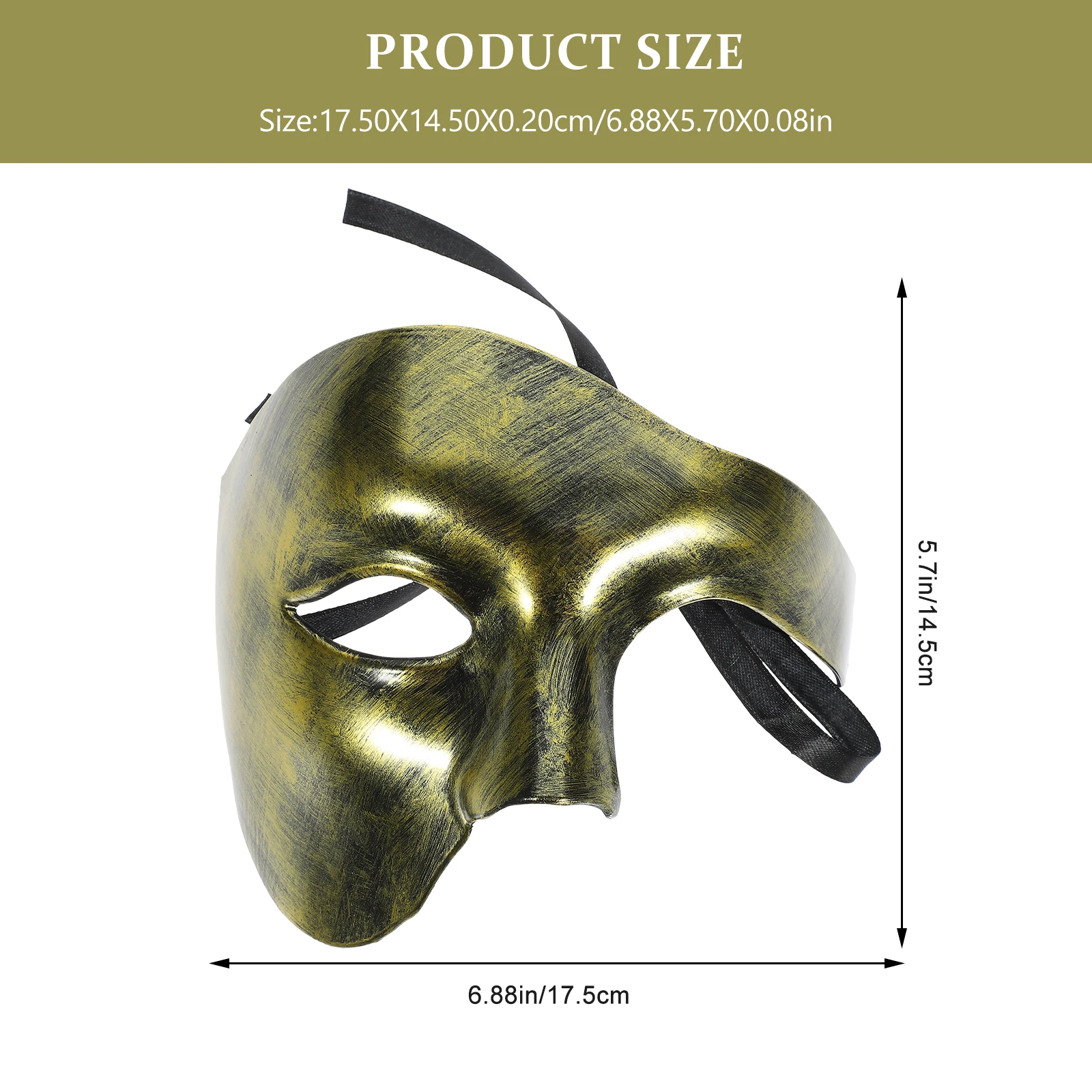 

Halloween Mask Half Face Scary Prom Masquerade Men Portable for Adults Golden Mardi Gras Party Favors Man