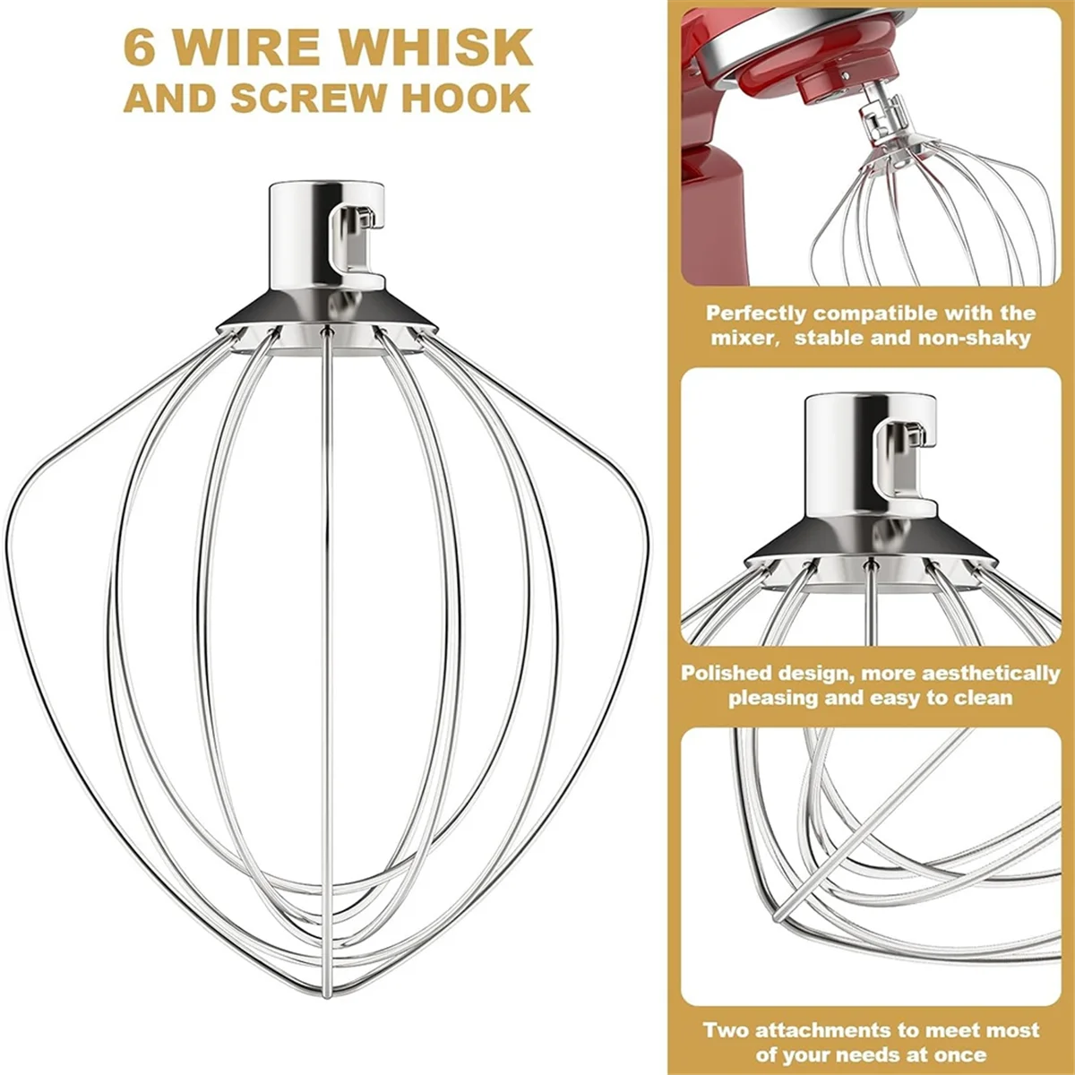 เครื่องผสมอุปกรณ์เสริม K45WW แส้ลวด K45DH Dough Hook สิ่งที่แนบมาสําหรับ 4.5-5Q สําหรับ Kitchenaid Tilt-Head Stand Mixer สิ่งที่แนบมา