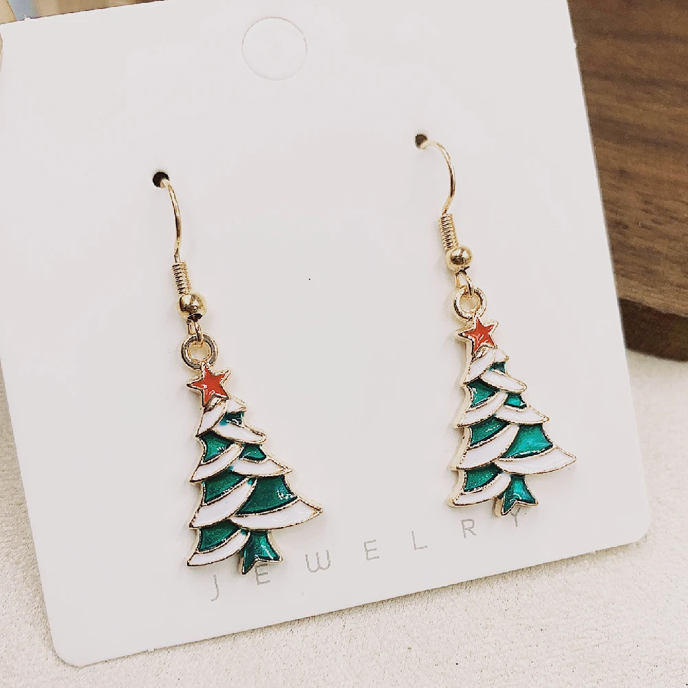 New Christmas Tree Snow man  Drop Earrings for Women Girls Party Holiday New Year Jewelry Gifts