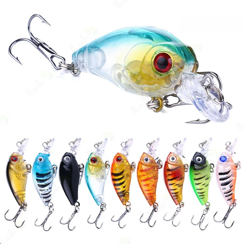 Little Fat Rocker Fake Fishing Lure 4.5cm 4g Floating Micro Bait with White Stripes Universal Model for Angling Simulation