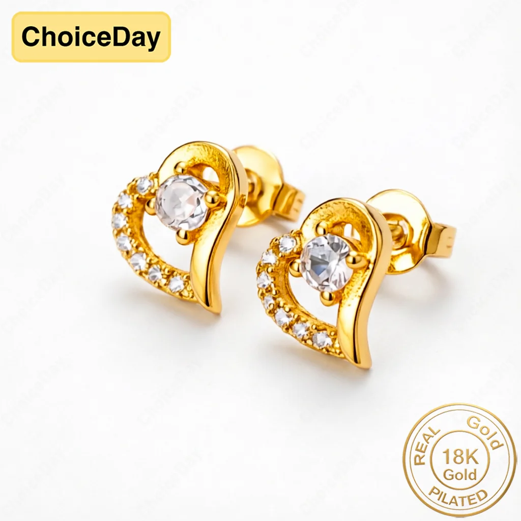 18K Gold-Plated Exquisite Openwork Heart Zircon Stud Earrings – Stylish Wedding Accessories for Women