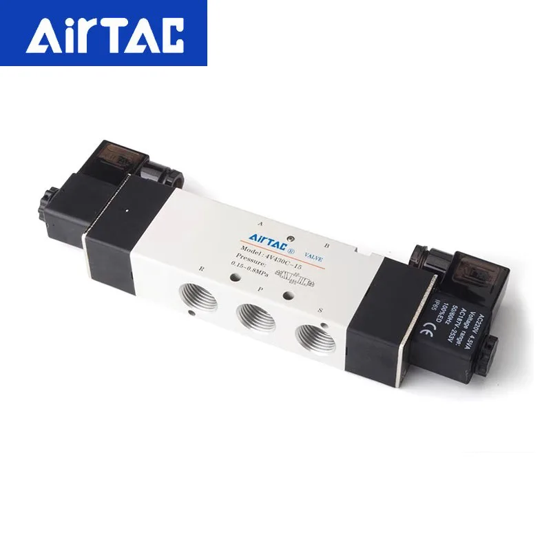 AirTAC Three Position Five Way 4V430C-15 4V430E-15 4V430P-15 Pneumatic Electric Solenoid Valve 12V 24V 110V 220V