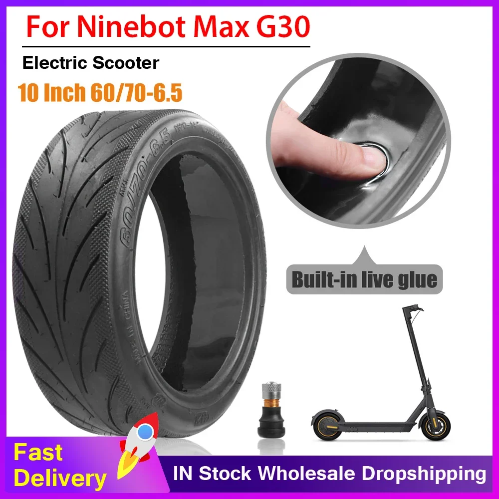 

10 Inch 60/70-6.5 Tubeless Tire for Segway Ninebot Max G30 Electric Scooter with Air Nozzle Blast Replacement Tire