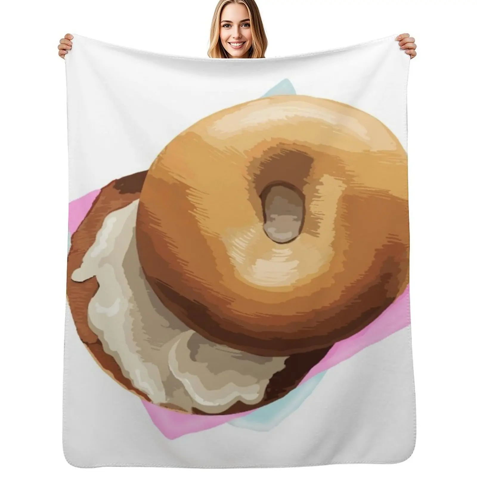 

Yummy Bagel Throw Blanket Hairy Bed linens Large Warm Blankets