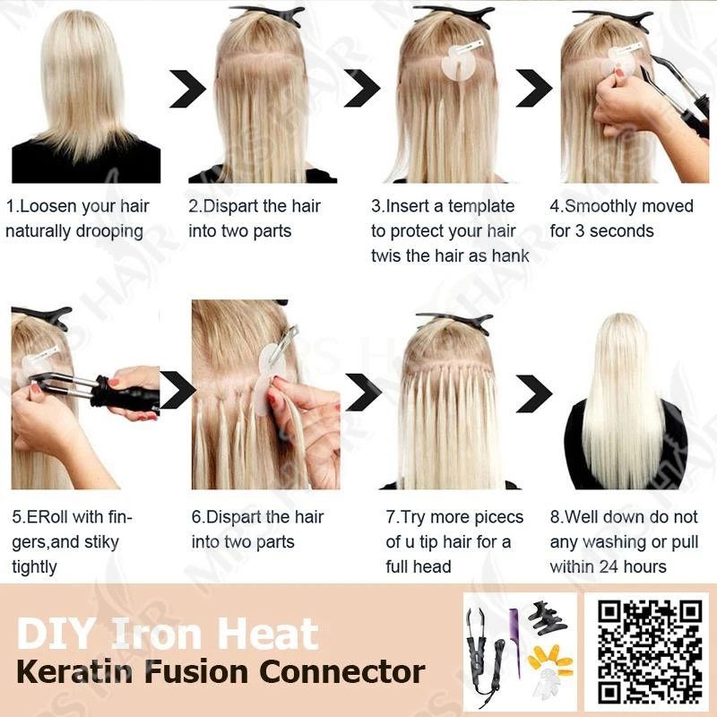 Biondo bianco # Estensioni dei capelli con punta 1001 K Capelli umani veri con punta a V Capelli alla cheratina Hot Fushion Machie Estensioni dei capelli Remy 12-24 pollici