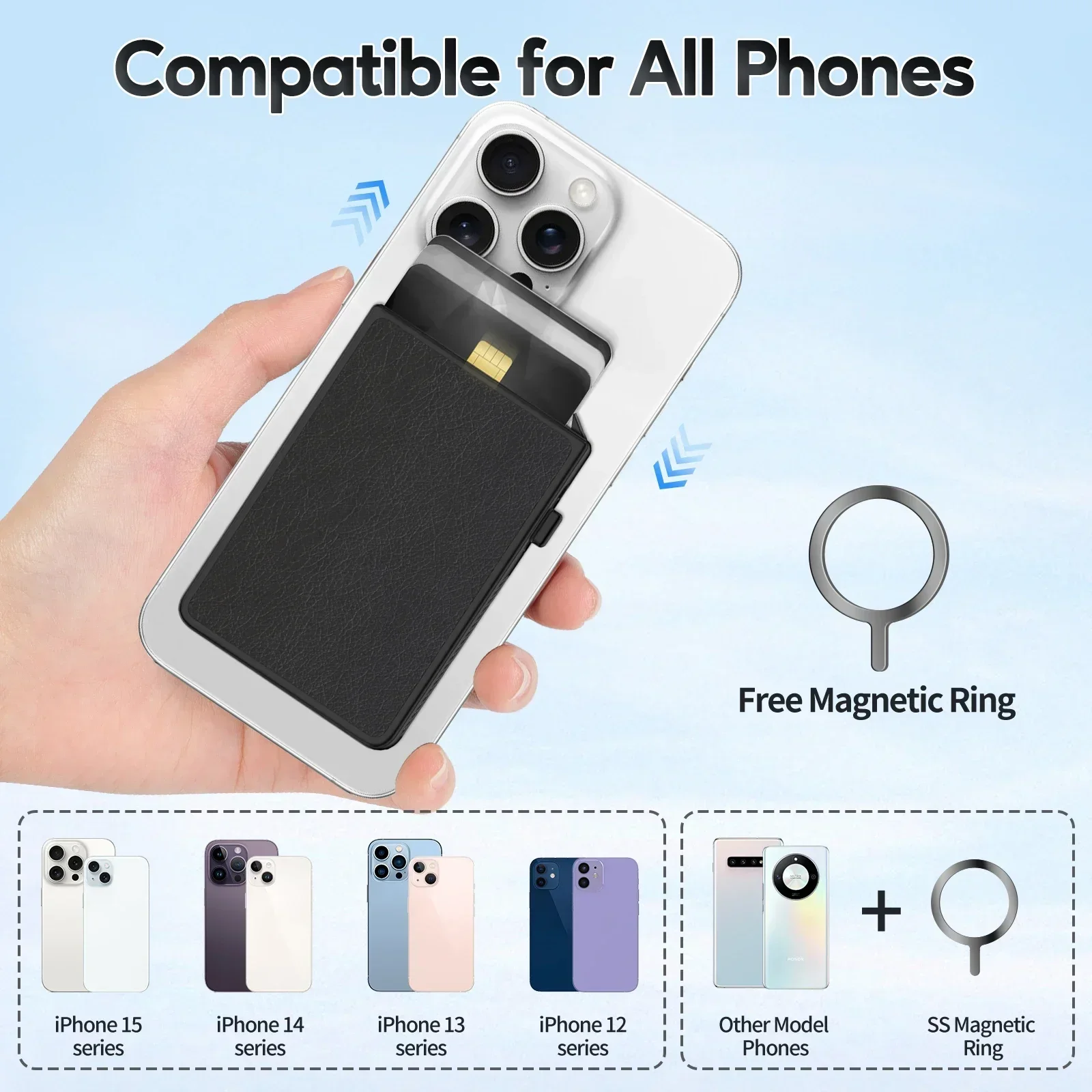 Mobile Phone Card Holder MagSafe Case Slim Wallet Automatic Pop Up Magnetic  Phone Cardholder Compatible for Iphone Samsung
