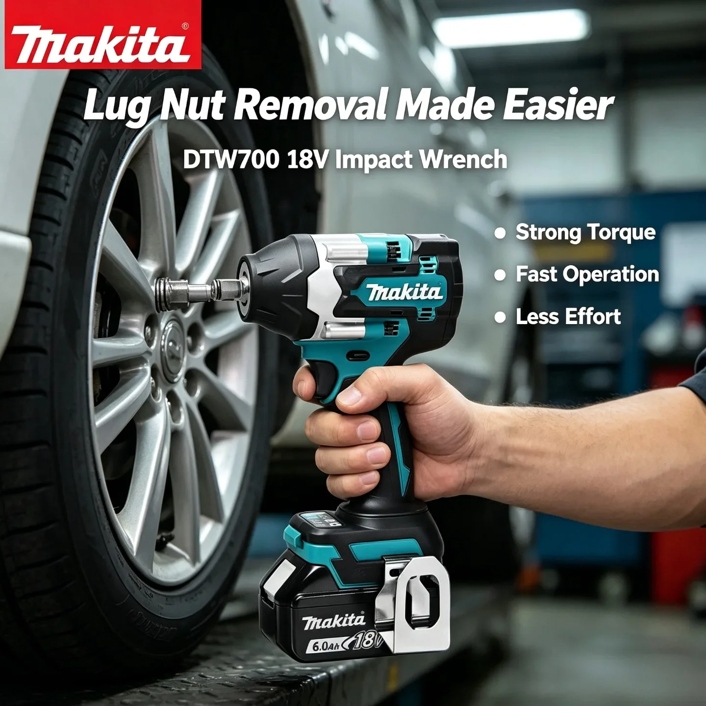 Makita DTW700 18V Akku-Schlagschrauber, bürstenloser Motor, 1000 Nm maximales Drehmoment, elektrischer Schraubenschlüssel, variable Geschwindigkeitsregelung, automatische Abschaltung,