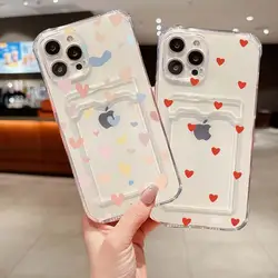 Phone Case for Samsung Galay A55 A54 A14 A24 A34 A15 A25 S24 Ultra S22 Plus S23 S21 FE S20FE S23FE Love Heart Photo Card Holder
