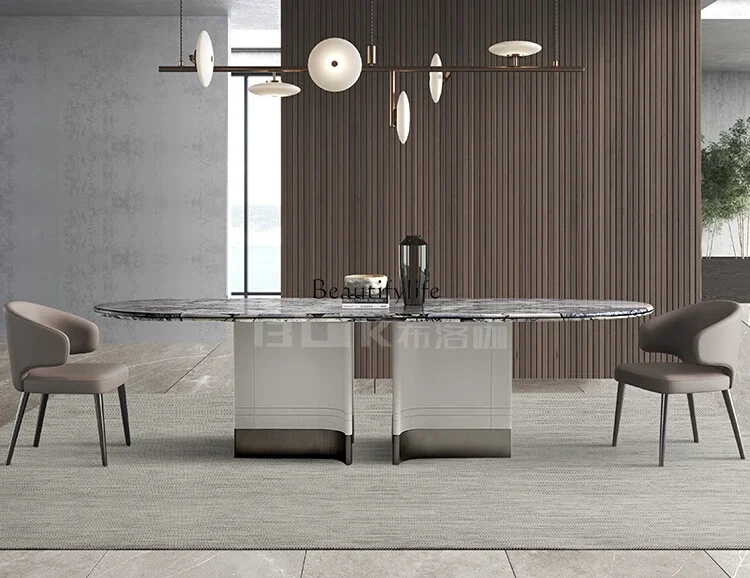 

X4 Italian Simple Luxury Natural Marble Dining-Table Modern Simple and Light Luxury Home High-End Dining Table