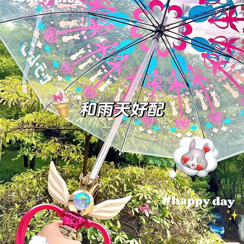 

Glowing fairy magic cane cute cute girl transparent long handle princess umbrella
