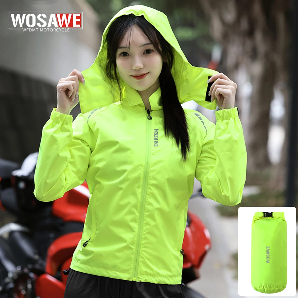 

WOSAWE Waterproof Motorcycle Raincoat Women Rain Jacket Camping Fishing Hiking Electric Scooter Travel Windbreaker Rain Clothes