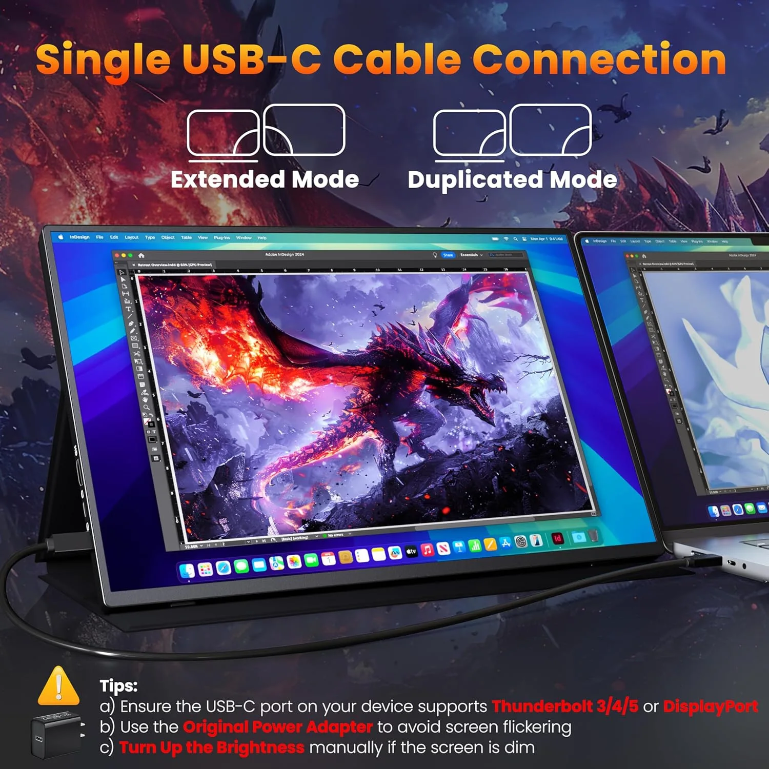 AHXJKA 16 Inch 2K 144HZ Portable Monitors  2560*1600P IPS With Type-C Mini HDMI Can One line link For Phone Laptop XBox  PS4/5
