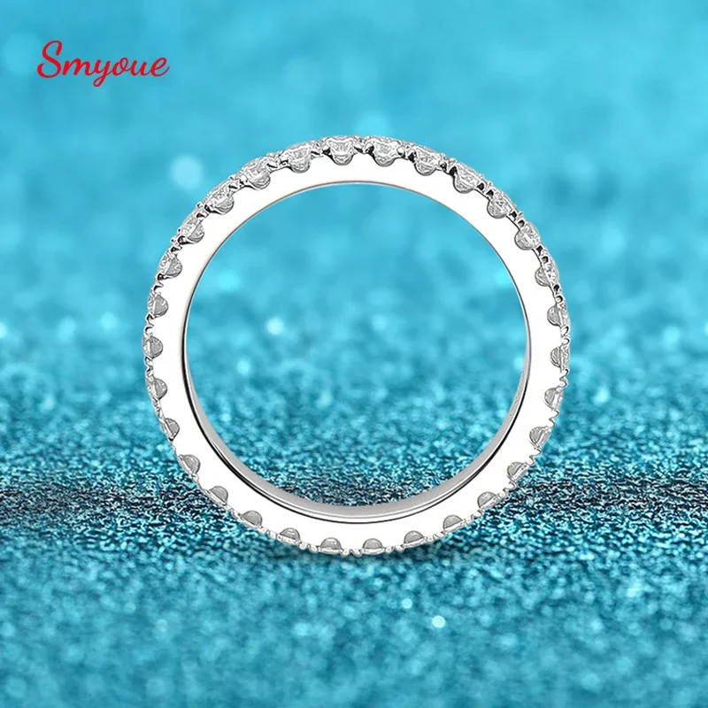 Smyoue-Anillo de moissanita de 0,9 CT para hombre y mujer, sortija de diamante de boda, 100%, 925, anillos apilables de plata maciza