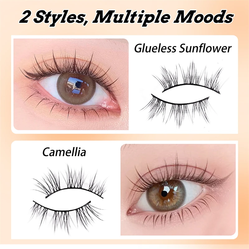 初心者向けの温度に敏感な自己粘着性の軽量で柔らかい接着剤不要で簡単に取り外せるつけまつげ