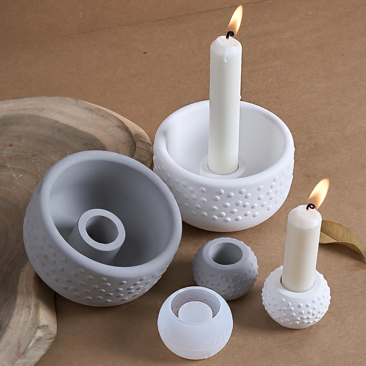 Polka Dot Candle Holder Silicone Mold DIY Round Pattern Plaster Candle Base Storage Bowl Concrete Resin Mold Home Decor Craft view 3