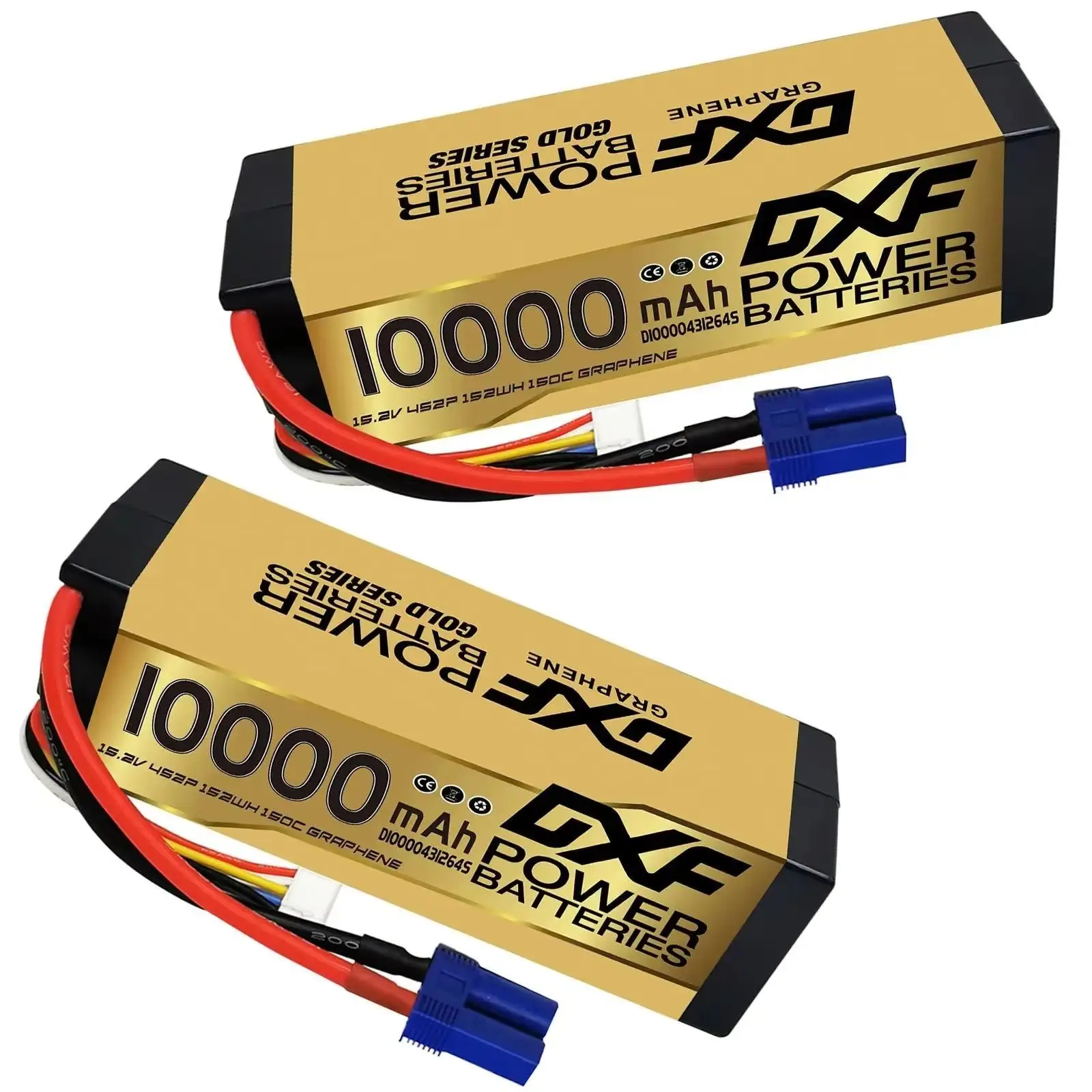 DXF 10000mAh 4S Lipo Battery 15.2V 150C Hardcase Battery with XT90 Connector for Car Truck Tank RC Buggy Truggy Racing Hobby