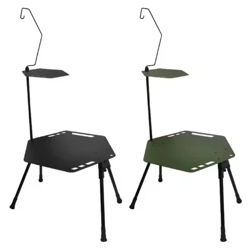 

Camping Hexagonal Foldable Table With Light Stand Aluminum Alloy Double Layer Picnic Table Portable Lift Picnic Desk for Camping