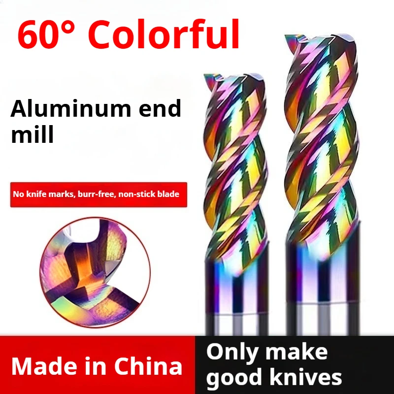 

Colorful high gloss aluminum alloy tungsten steel milling cutter with D4 D10 D20 3Flutes for aviation aluminum U-shaped groove