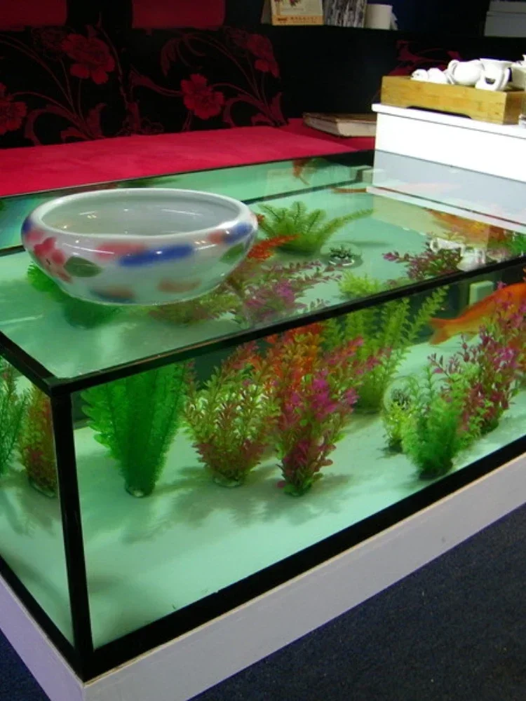 Living Room Home Multi-Functional Change Water Rectangular Creative Glass Tea Table Fish Tank Aquarium