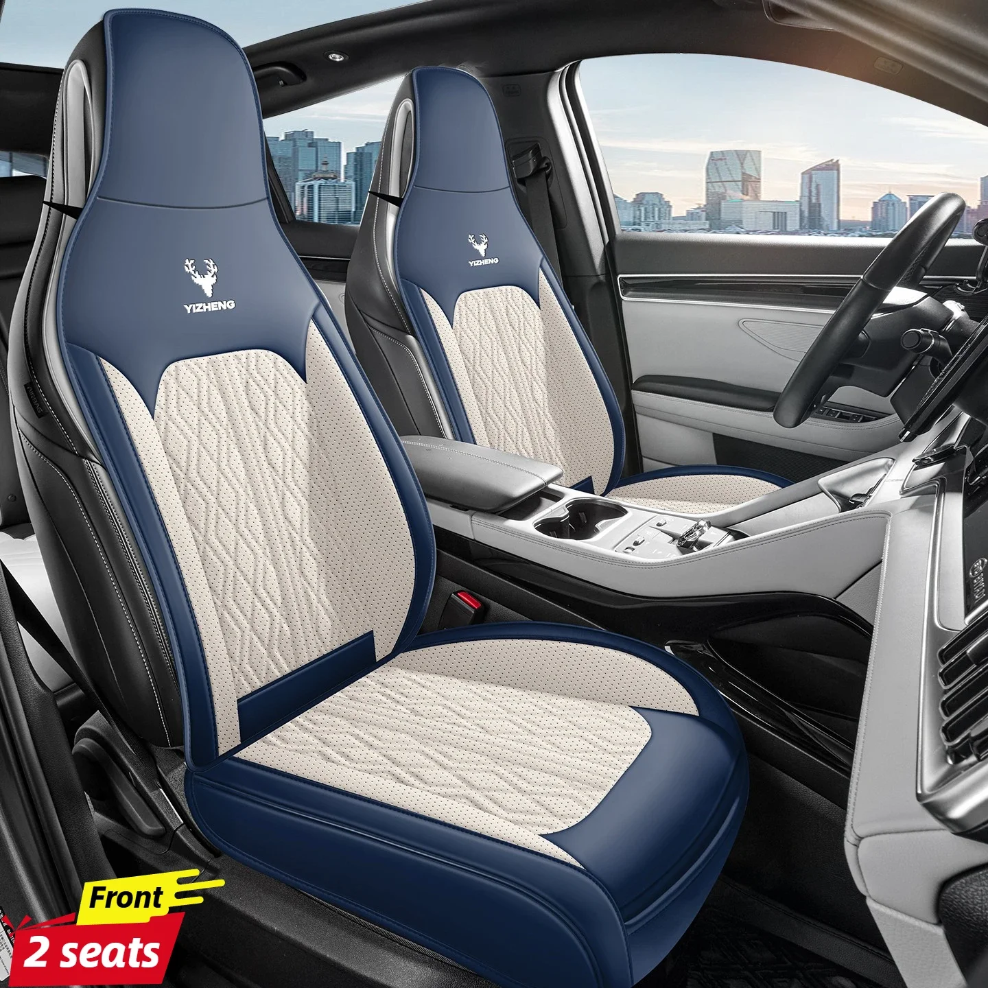 

Комплект из 2 чехлов для передних сидений для интегрированных автомобильных кресел, быстрое и простое надевание, всесезонный, легкий в уходе, подходит для Tesla 3/Y и BYD Song/Seal/Atto 3