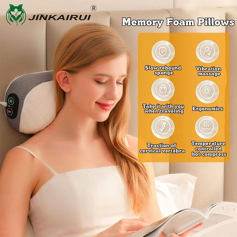 

Massage Pillow Electric Shoulder and Neck Massager Memory Cotton Heating Vibration Cervical Massage Waist and Legs Massager
