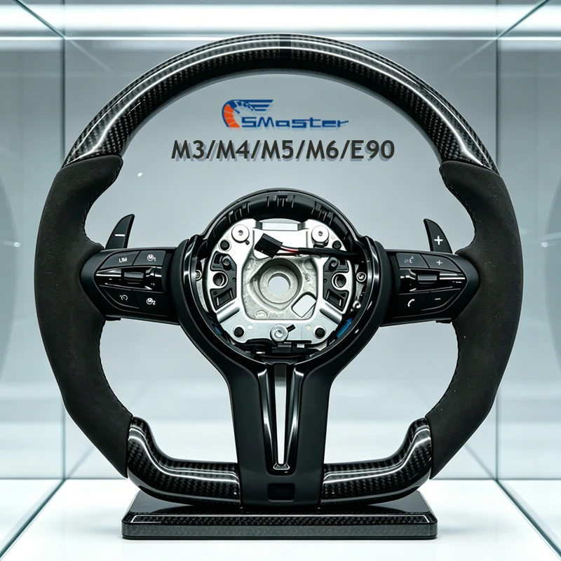 

Carbon Fiber M Sport Steering Wheel for BMW E90 F30 F34 F36 F20 F22 F15 F10 F06 F12 F80 M3 F82 M4 F90 M5 Flat Bottom Half Suede