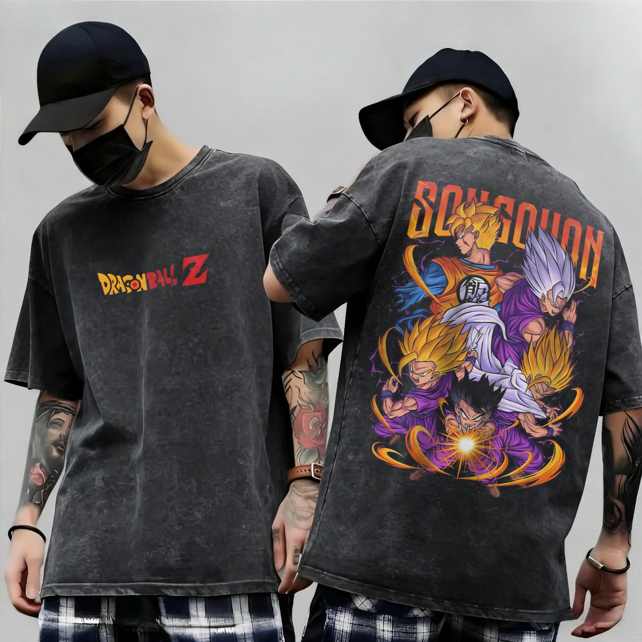 

Anime Dragon Ball Cosplay Washed T-Shirt Cotton Short Sleeve Tops Casual Sports Fitness T-Shirt Men Women Harajuku Y2K Clothing