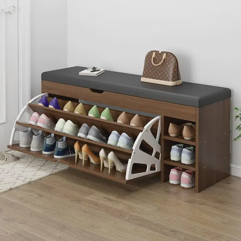 

Simple Home Entryway Bench Wooden Slipper Rack Cabinet Long Sofa Stool Entrance Real Wood Adult Multi-Functional Furniture