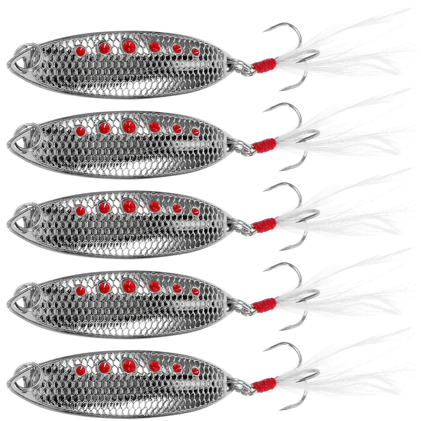

5pcs Sequins Lure Artificial Bait Silver Naked for Fishing Saltwater Baits Durable Zinc Alloy Portable Fishing Supplies
