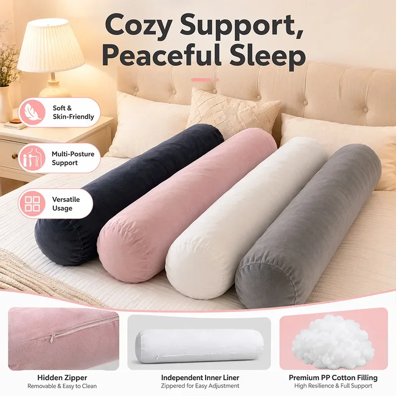 Bedroom Long Strip Cylinder Velvet Pillow Girl Side-sleeping Leg-clamping Pillows for Bed Dormitory Skin-friendly Large Cushion