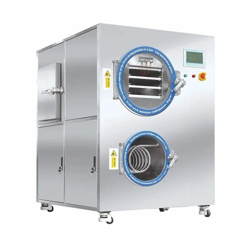 Egg yolk powder vacuum lyophilizer commercial, dragon fruit durian meat automatic large vacuum lyophilizer equipment