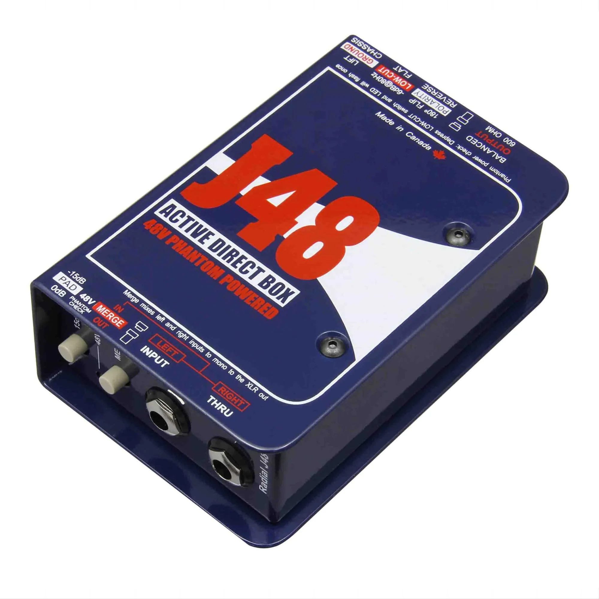 2026 J48 Professional 1-Channel Stereo 48v Phantom Power Supply Active Direct Metal Audio DI Box Recording Studio Production