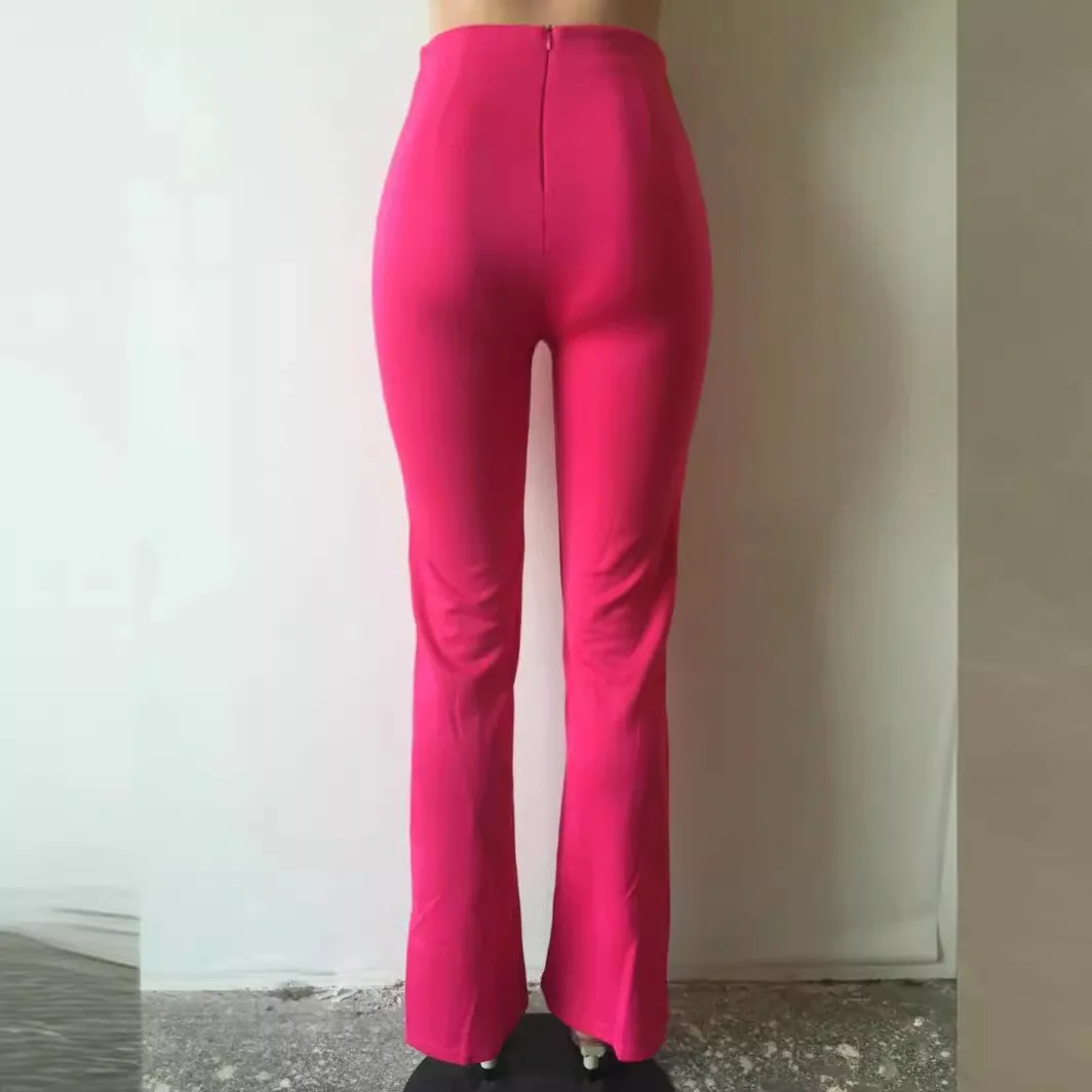 سراويل أنيقة عالية الخصر واسعة الساق لعام 2025 سراويل نسائية صيفية أوروبية وأمريكية بسيطة متوهجة #2