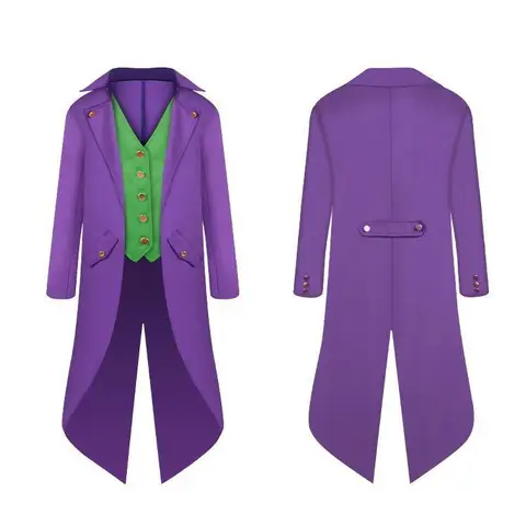 Adult Kids Clown Cosplay Costume Medieval Long Coat Joker Outfits Fantasy Tuxedo Jacket Vest Halloween Carnival Party Uniform
