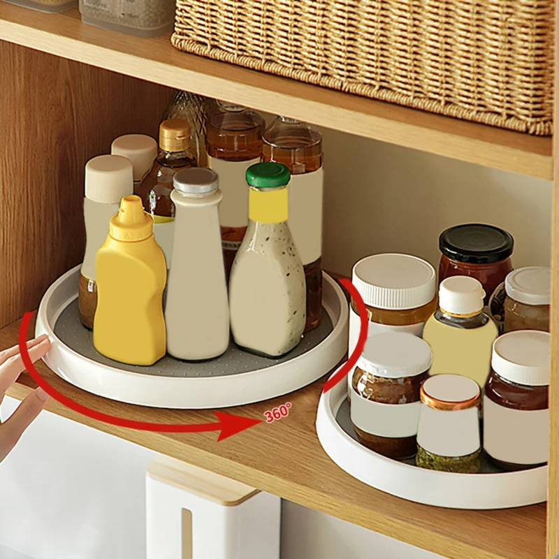 360° Rotating Spice Rack, Turntable Storage Organizer, Turntable, Refrigerator, Plastic Turntable, Kitchen, Cabinet