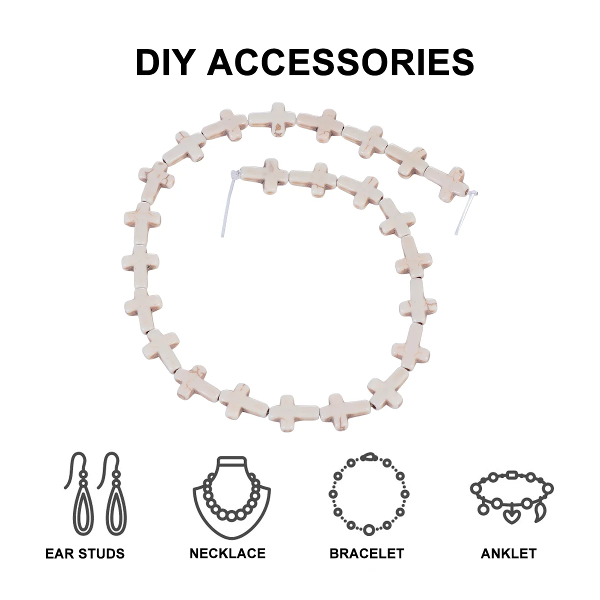 2 Pcs Cross Scattered Beads Turquoise Loose Creative Accessories Spacer Locket