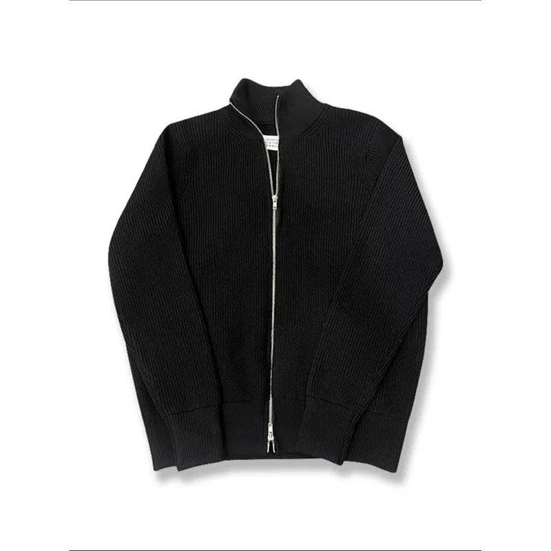 American Style Zipper High Collar Knitted Sweater Casual Loose Leisure Men's Knitwear Long Sleeve Winter Fashion Youth