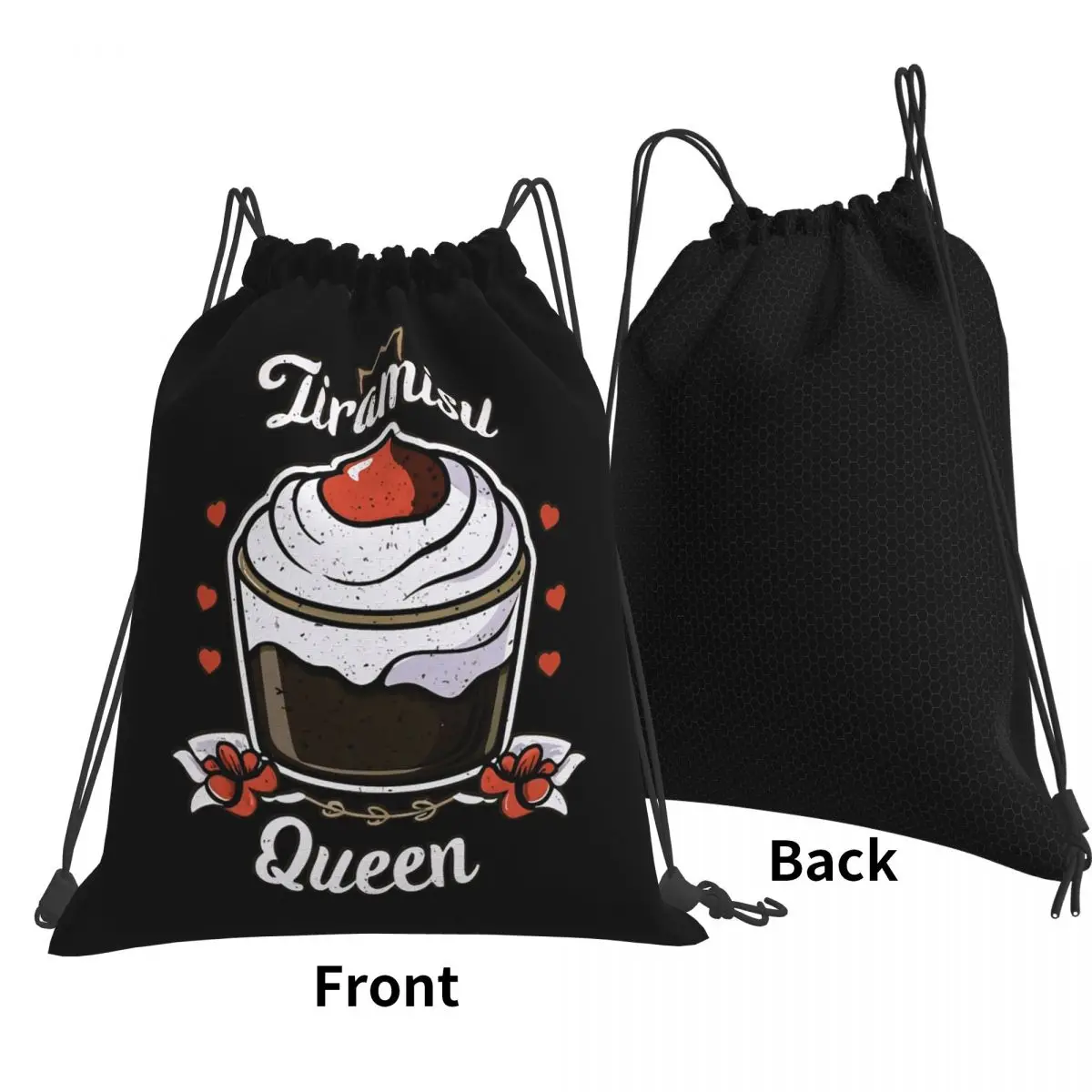 Tiramisu Queen Backpacks Fashion Drawstring Bags Sports Bag Book Bags for Travel School