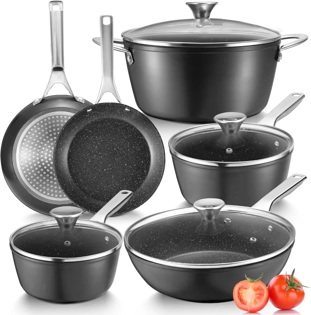 

Fadware Induction Cookware Non-stick, Non Stick Pots and Pans Set, Dishwasher Safe Non Stick Cooking Set W/Frying Pans,Saucepans