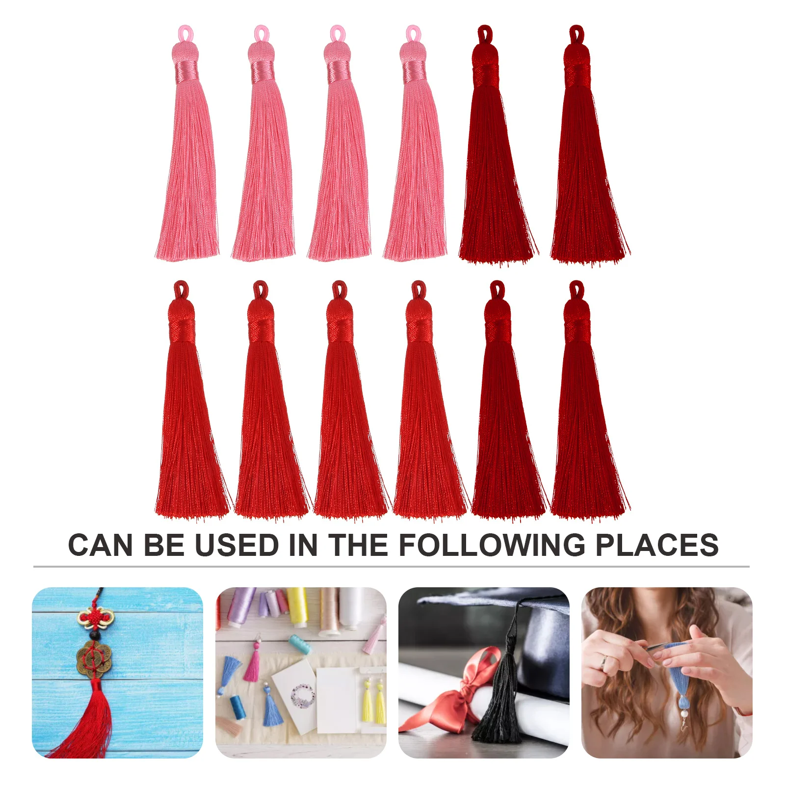 

12Pcs Tassel Hanging Rope Cotton Fringe Tassels for DIY Jewelry Crafts Book Fans Curtains Wedding Home Decor Cotton Tassel