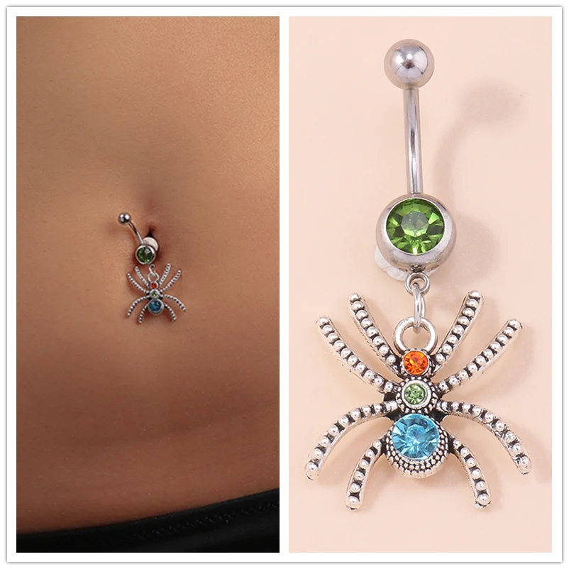 

Aihua Fashion Crystal Spider Belly Button Rings Female Punk Sexy Navel Rings Belly Piercing Body Jewelry for Women