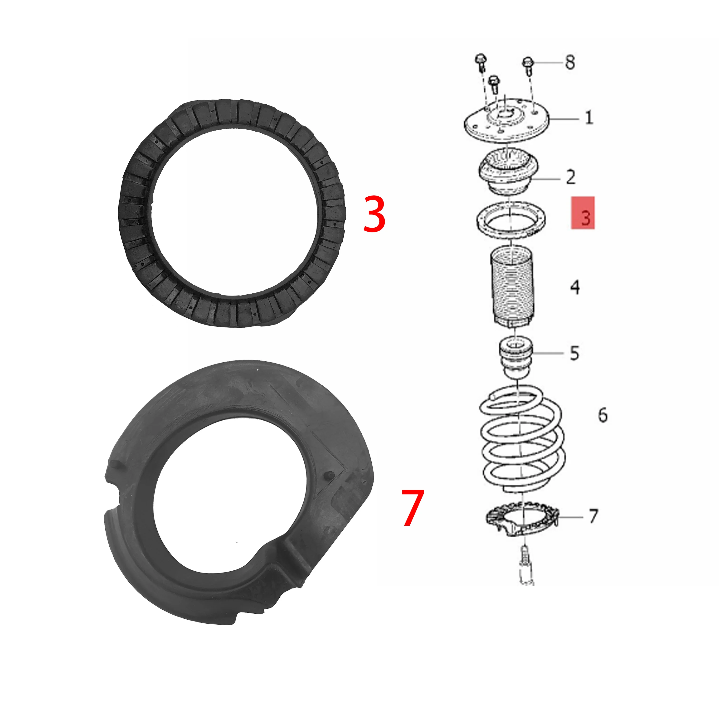 For VOLVO S60 V60 XC60 XC70 V70 Front Shock Absorber Rubber Pad Gasket Insulator 31340009 31317210